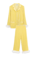 Yellow MANITO DIVA pajama set, featuring a comfortable top and matching pants, perfect for relaxed sleepwear.