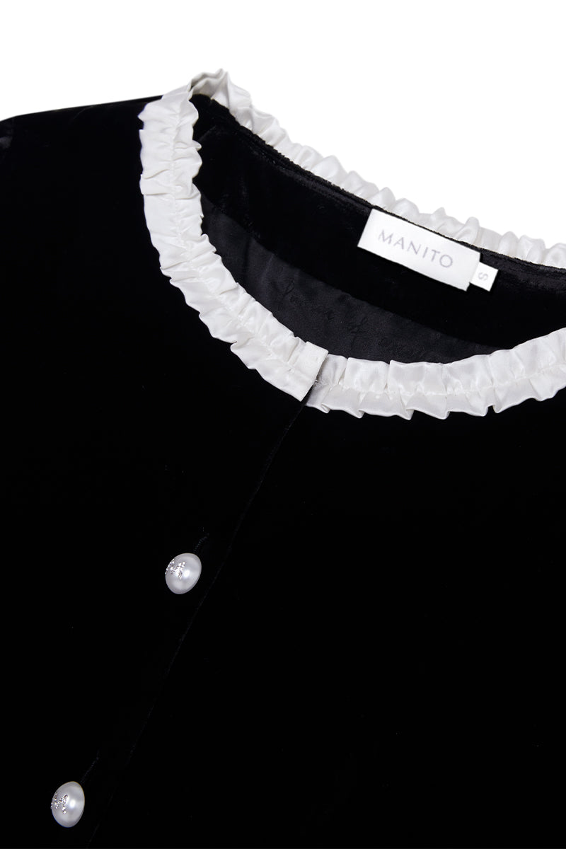CHARLOTTE VELVET PAJAMA SET IN BLACK - CULT MIA