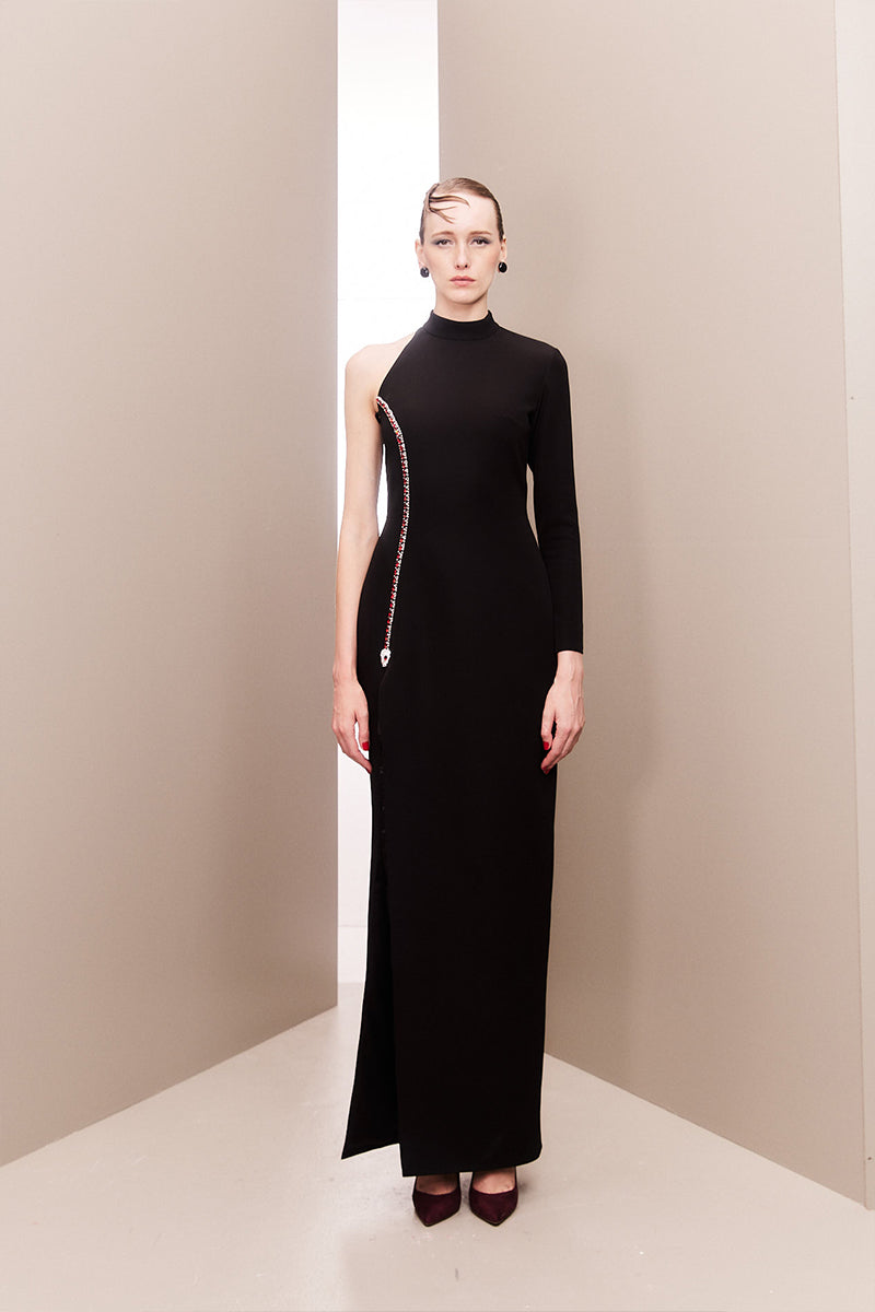 SERPENTE CHARM ONE-SHOULDERED DRESS - CULT MIA
