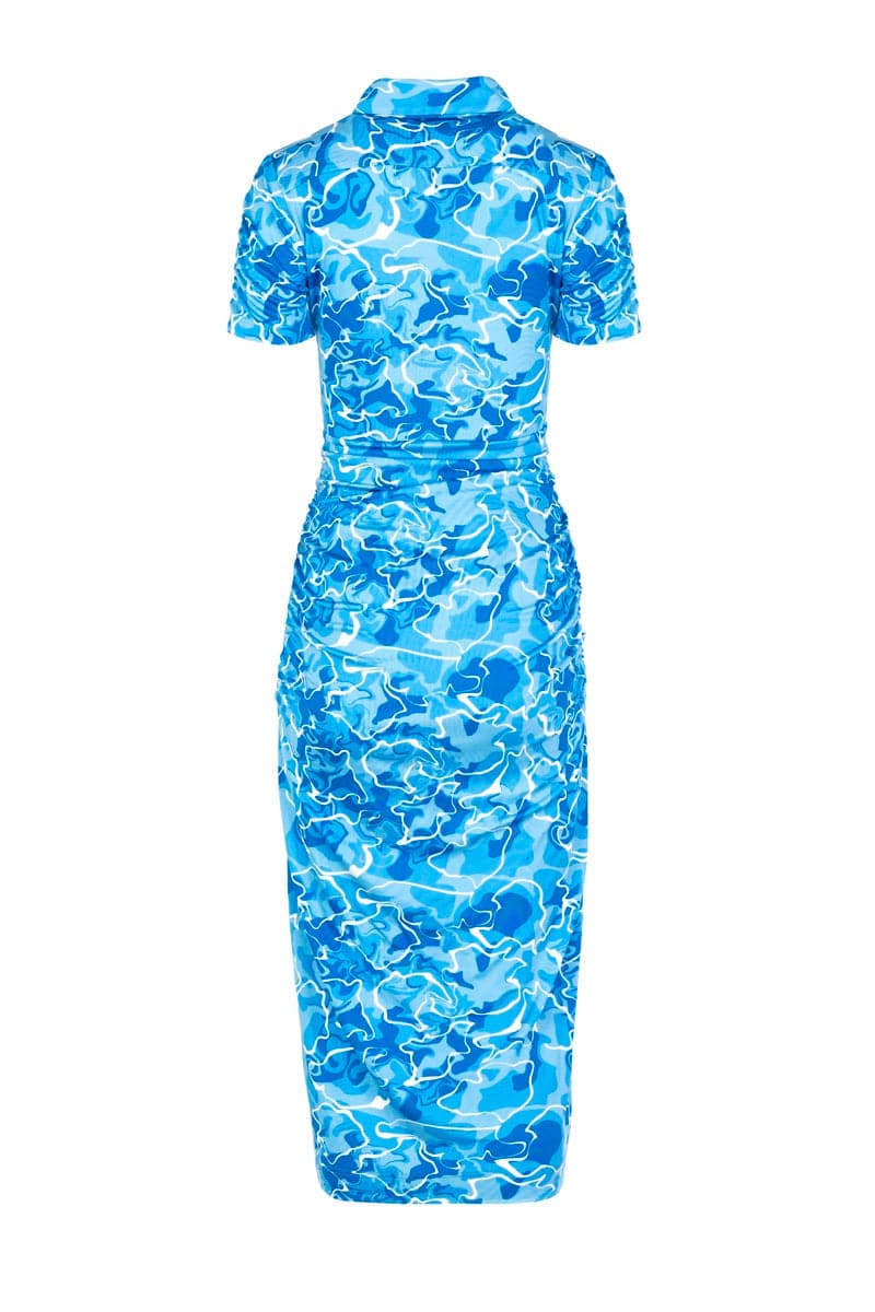 POOL WATER PRINT STRETCH-JERSEY MIDI DRESS - CULT MIA