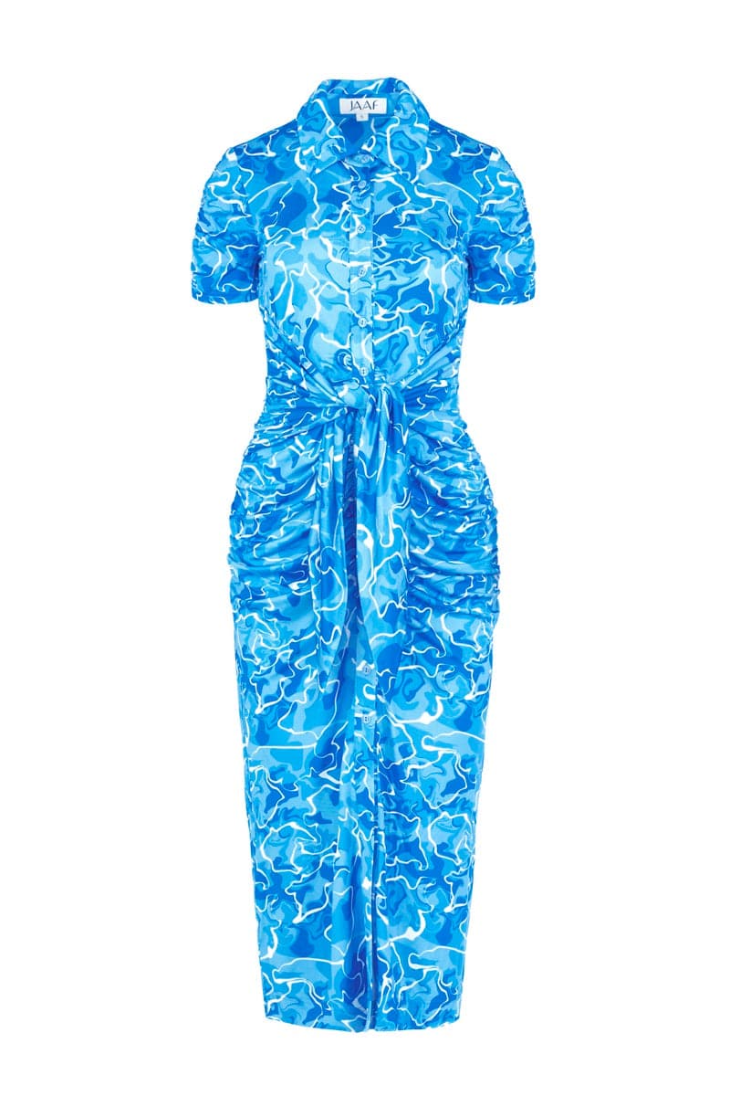 POOL WATER PRINT STRETCH-JERSEY MIDI DRESS - CULT MIA