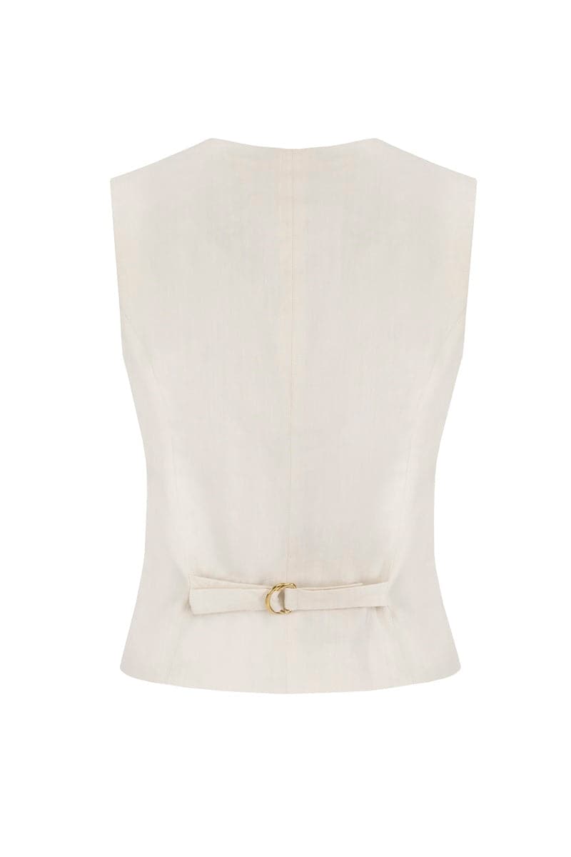 SANDY BEIGE TAILORED VEST TOP - CULT MIA
