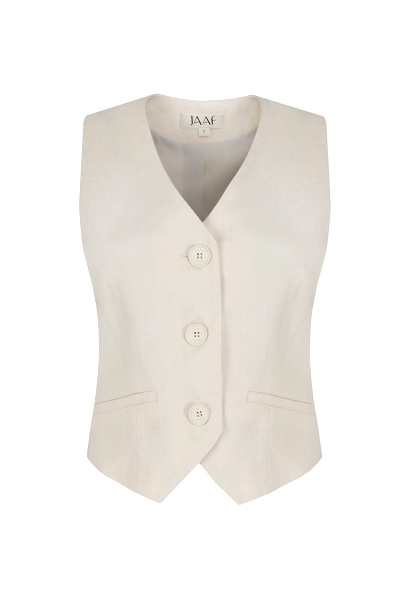 SANDY BEIGE TAILORED VEST TOP - CULT MIA