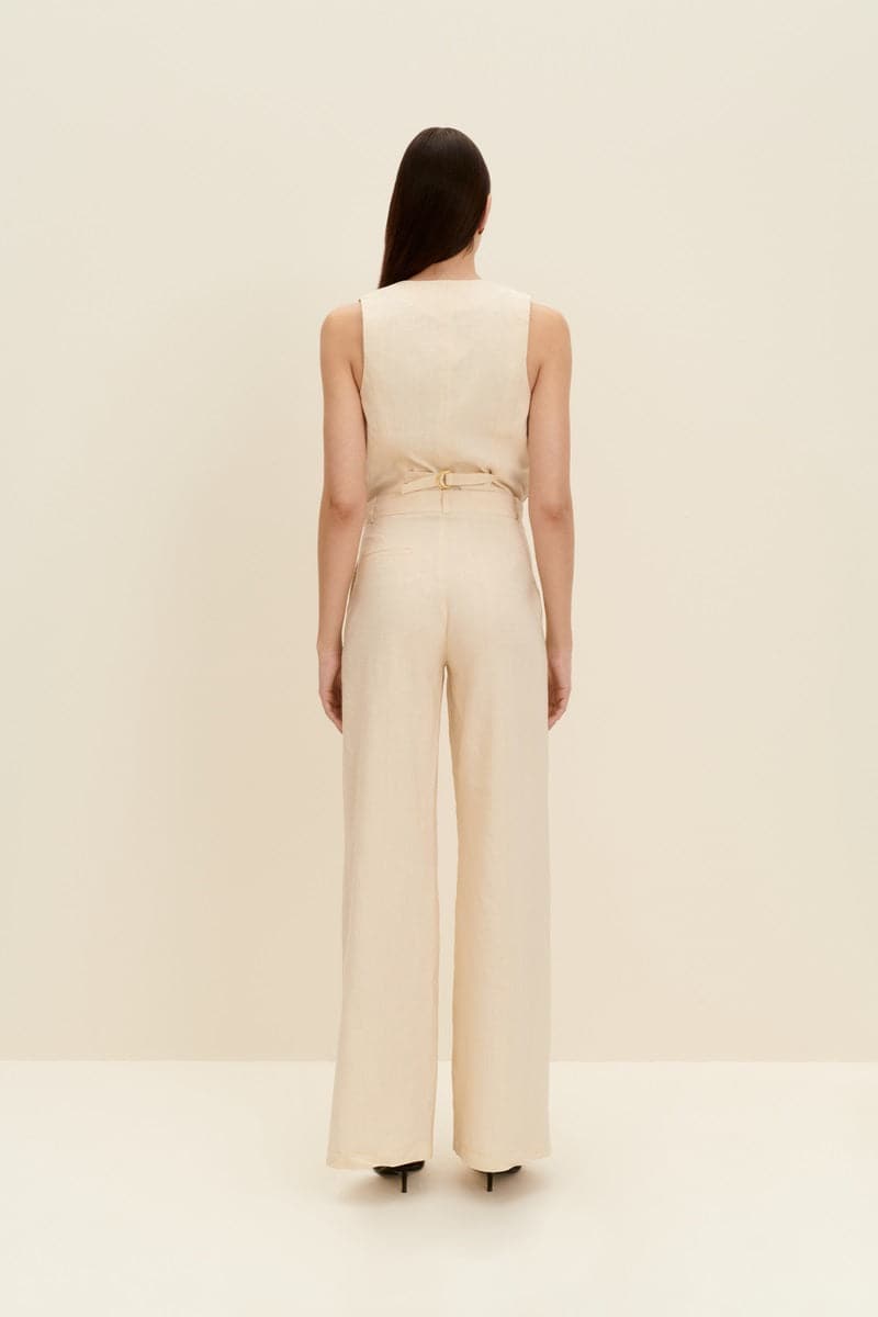 SANDY BEIGE TAILORED VEST TOP - CULT MIA