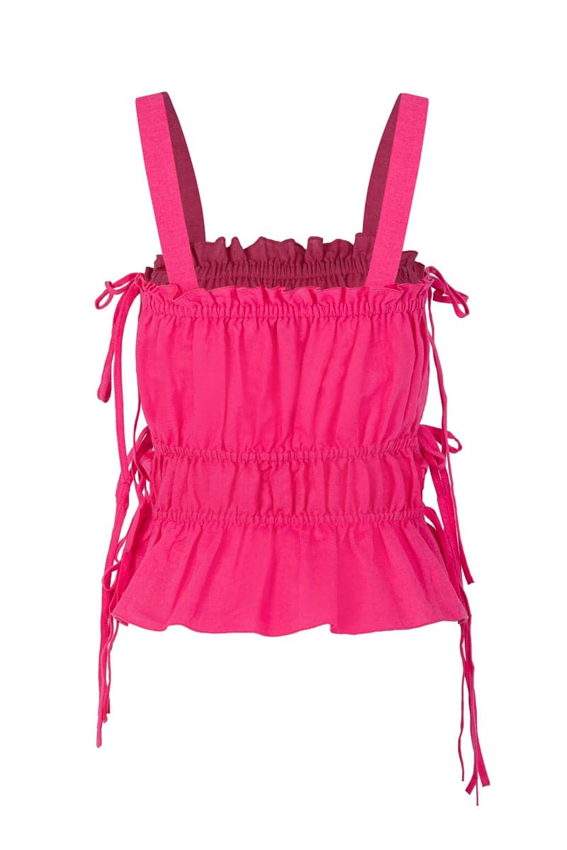 HOT PINK TIE-DETAILED TOP - CULT MIA