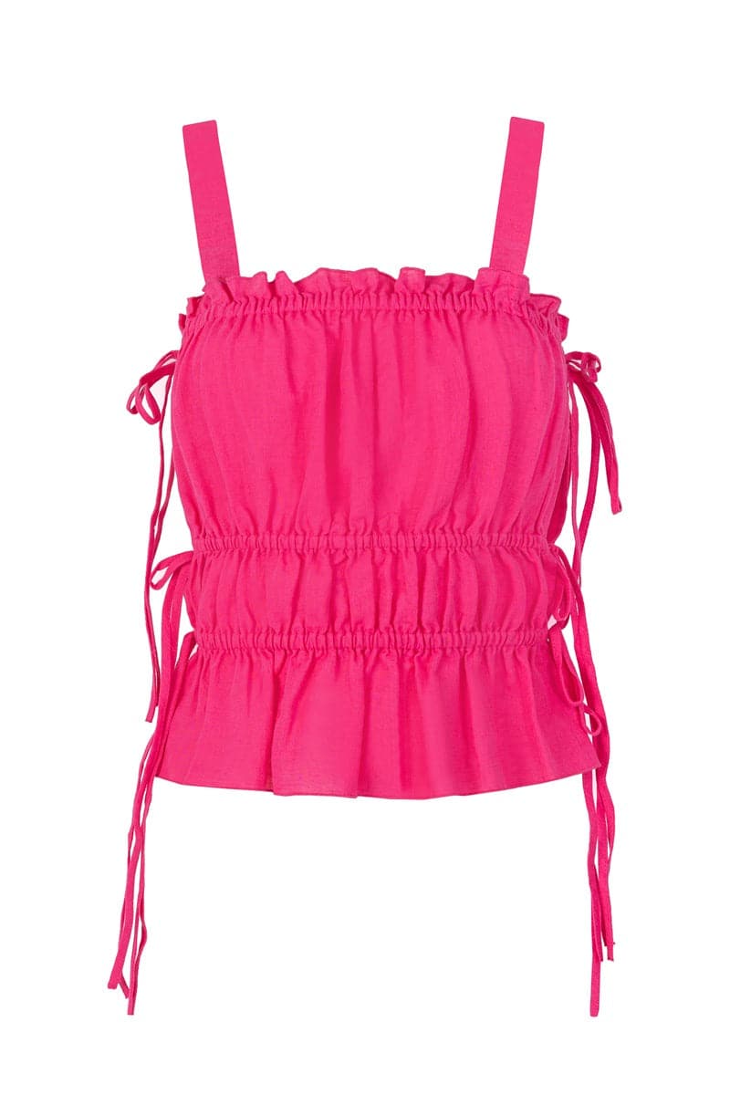 HOT PINK TIE-DETAILED TOP - CULT MIA