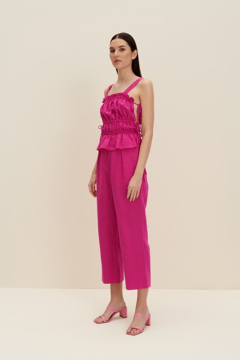 HOT PINK TIE-DETAILED TOP - CULT MIA