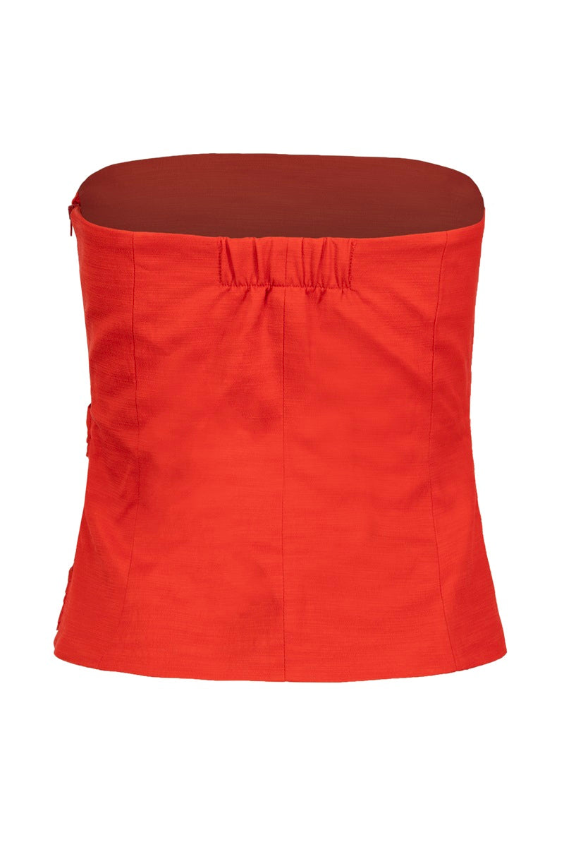 GATHERED DETAIL CORSET IN CHERRY RED - CULT MIA