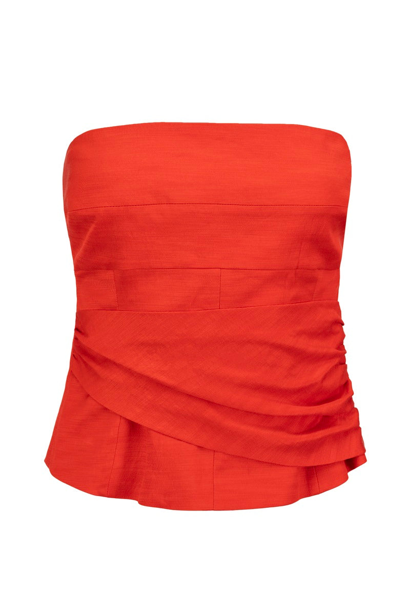 GATHERED DETAIL CORSET IN CHERRY RED - CULT MIA