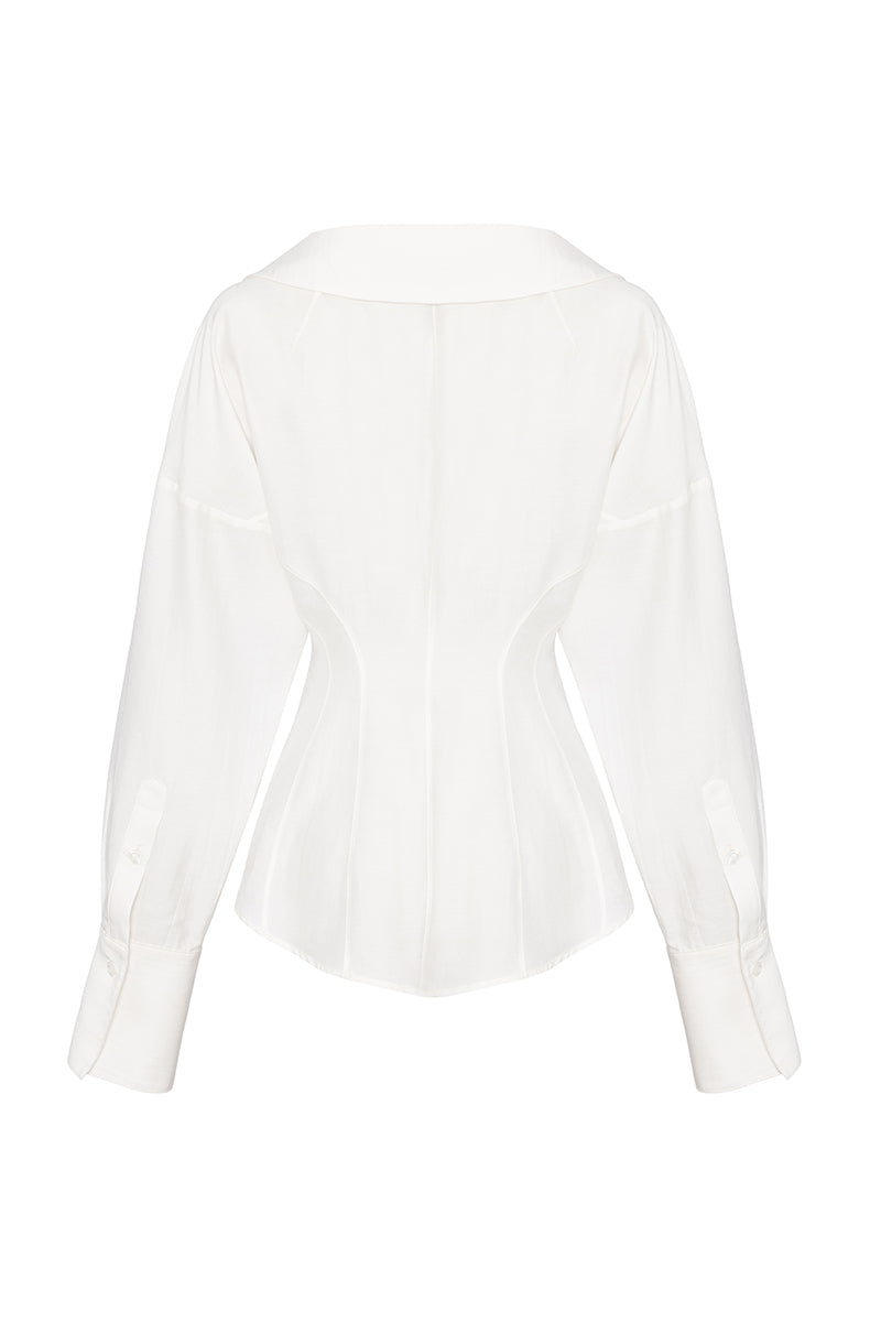 JACQUELINE SHIRT IN ASPARAGUS WHITE - CULT MIA