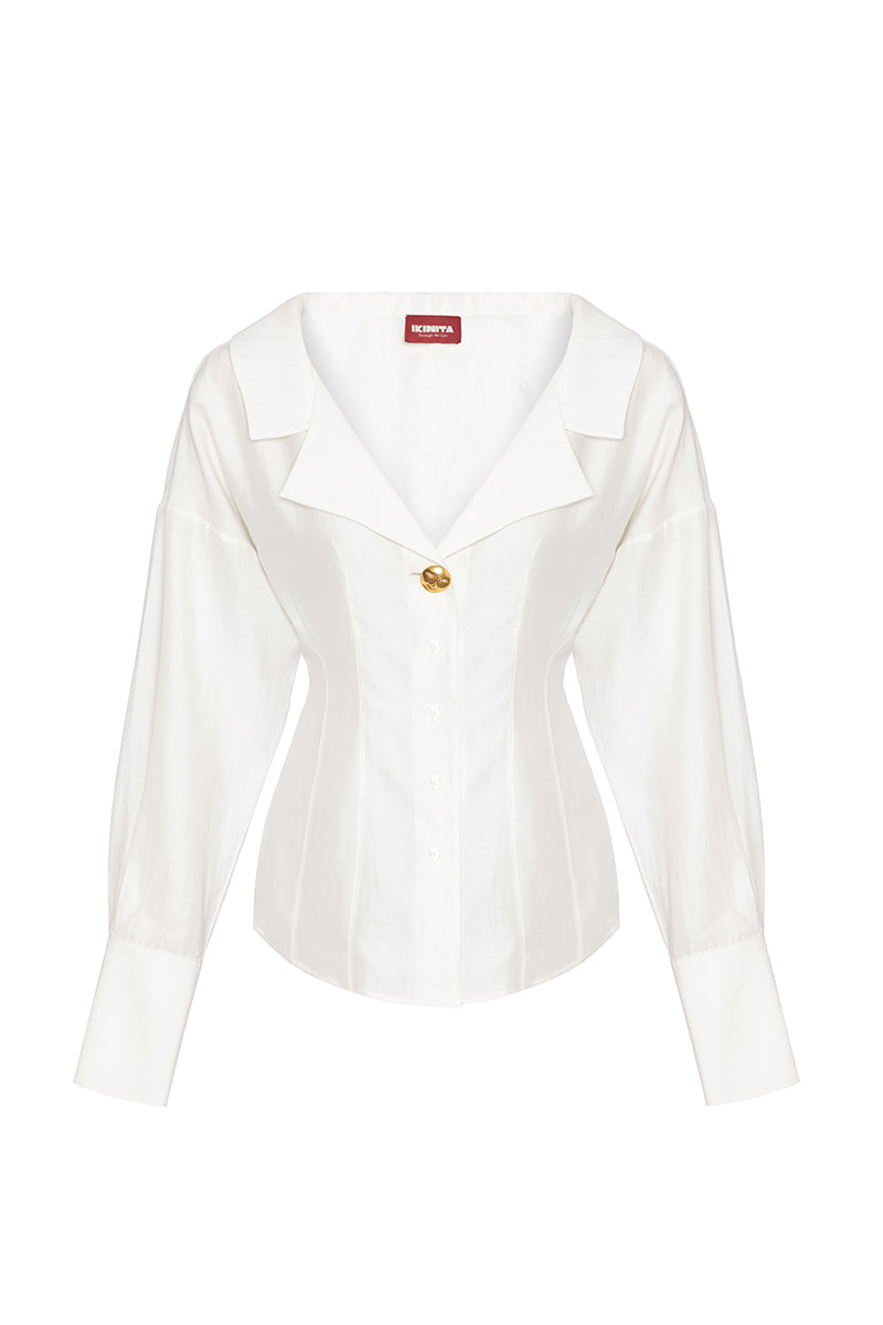 JACQUELINE SHIRT IN ASPARAGUS WHITE - CULT MIA