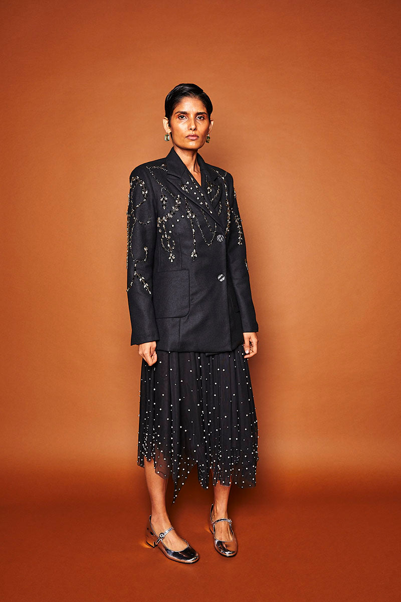 PRIYA EMBELLISHED BLAZER IN NOIR - CULT MIA