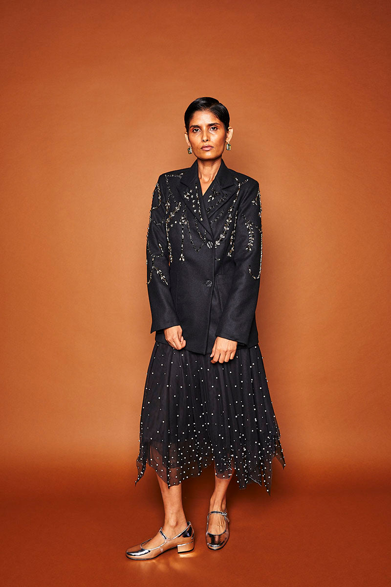 PRIYA EMBELLISHED BLAZER IN NOIR - CULT MIA