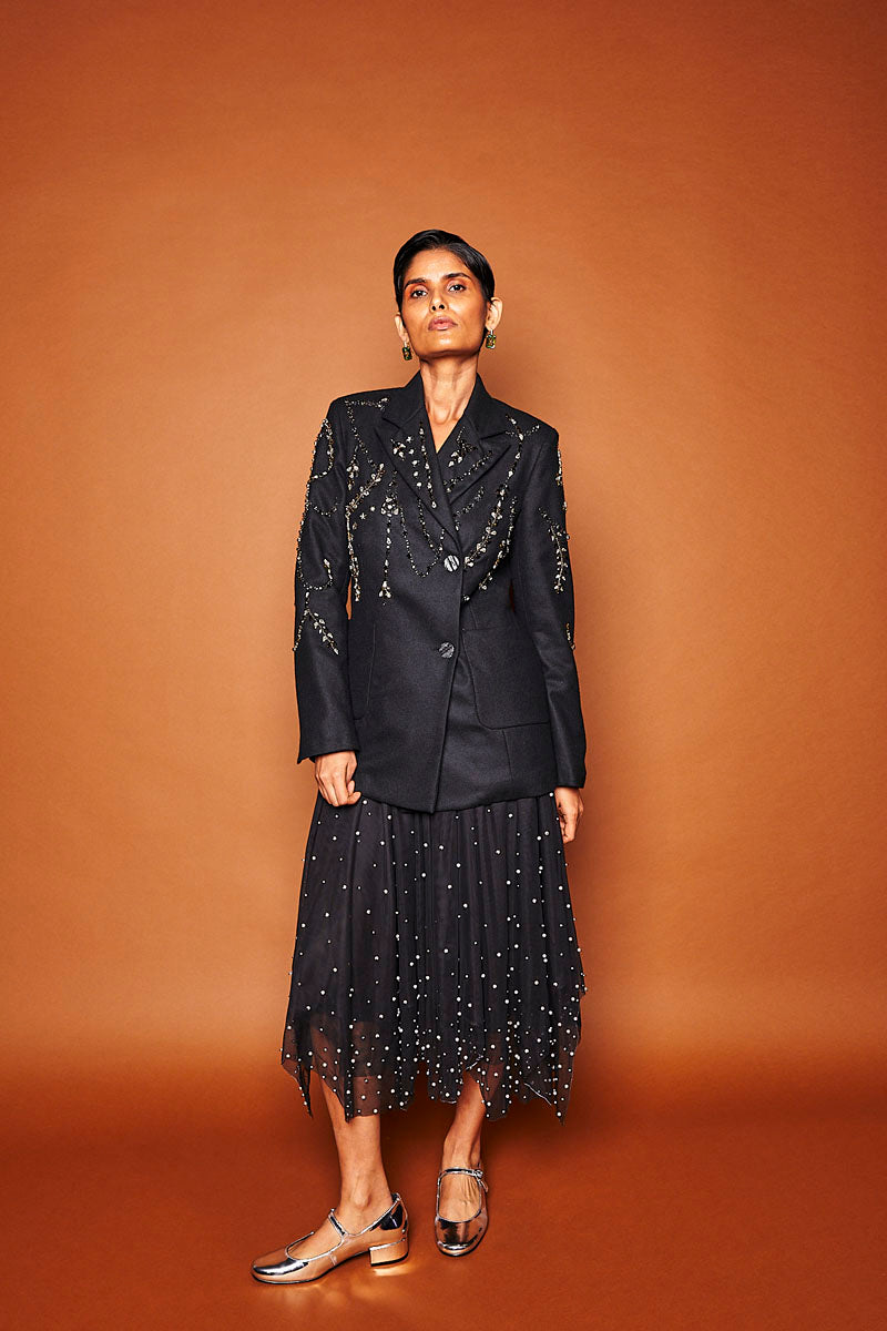 PRIYA EMBELLISHED BLAZER IN NOIR - CULT MIA