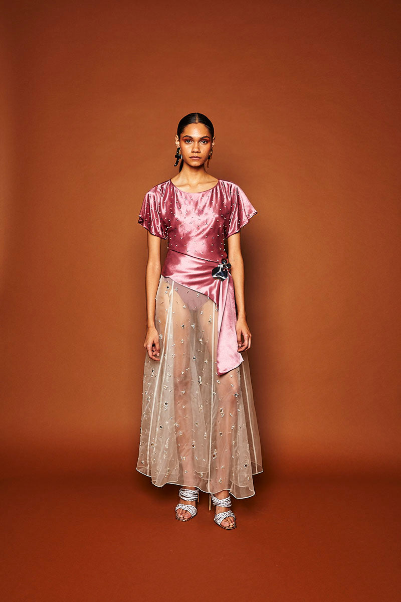 FREYA EMBELLISHED MAXI SKIRT IN PEARL - CULT MIA