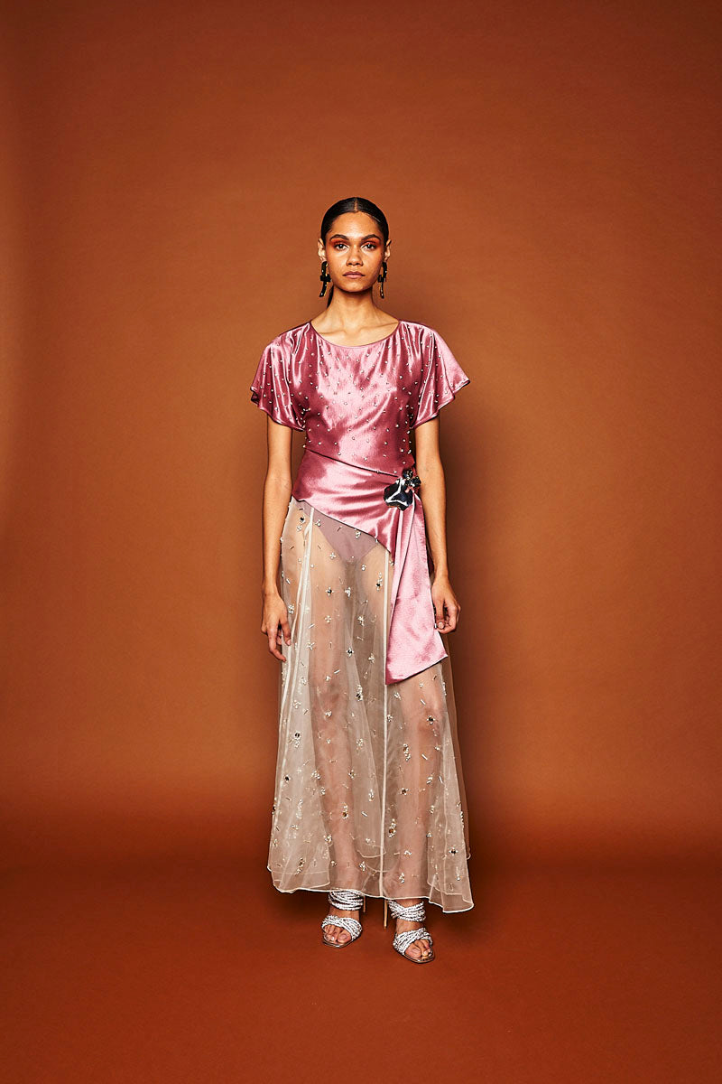 FREYA EMBELLISHED MAXI SKIRT IN PEARL - CULT MIA