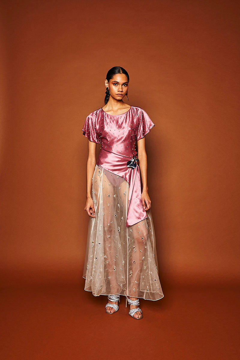 FREYA EMBELLISHED MAXI SKIRT IN PEARL - CULT MIA