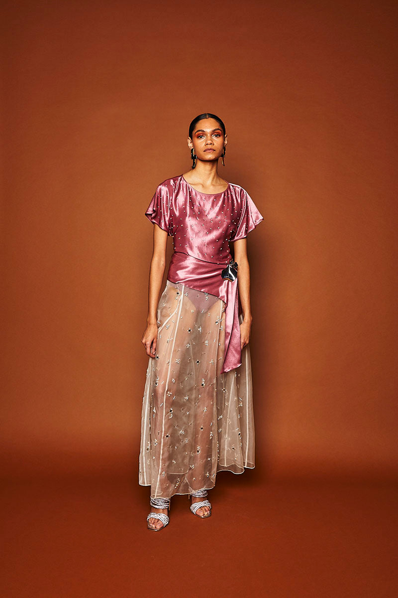 FREYA EMBELLISHED MAXI SKIRT IN PEARL - CULT MIA