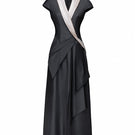 Jenny K Tran Jarrow Dress midi dress in soft fabric with a stylish design, displayed on a hanger.