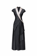 Jenny K Tran Jarrow Dress midi dress in soft fabric with a stylish design, displayed on a hanger.