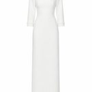 Elegant JC Pajares double crepe maxi dress with long sleeves, shown in a flowing, stylish design.
