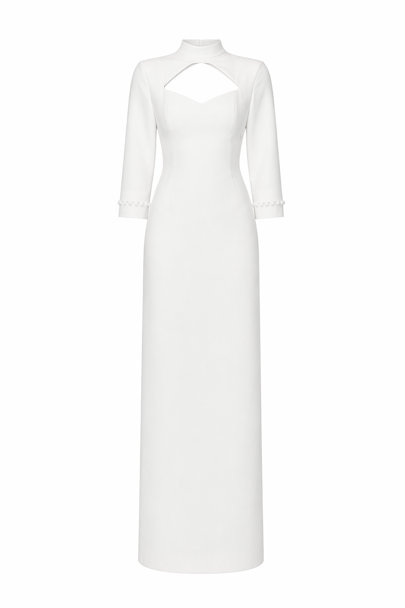WHITE TURTLENECK LACE MAXI DRESS | CULT MIA | Nana Gotti WHITE TURTLENECK LACE MAXI DRESS | CULT MIA | Nana Gotti