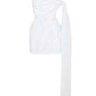White Tulip Dress in double taffeta by JC Pajares, featuring a stylish mini dress design with elegant fabric details.