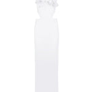 JC Pajares crepe maxi dress with floral cups, featuring a flowing silhouette and vibrant floral pattern.