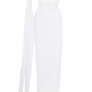 Elegant JC Pajares tulip dress in double taffeta, showcasing a flowing maxi dress with a fitted bodice and full skirt.