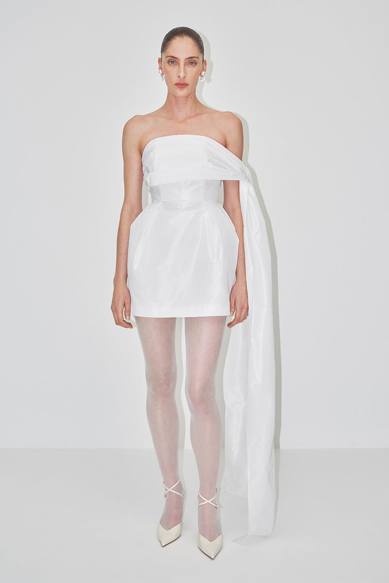 TULIP DRESS IN DOUBLE TAFFETA WHITE | CULT MIA
