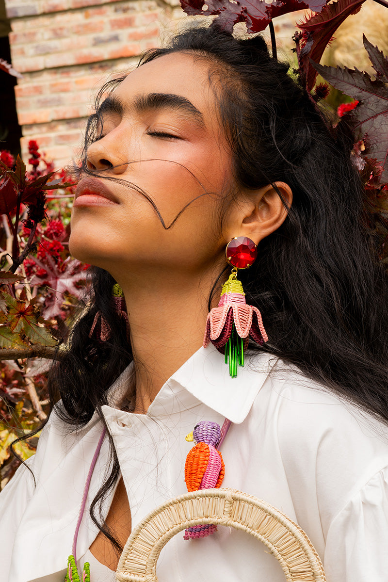 BORRACHERO PINK EARRINGS IN PINK RED