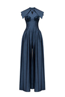 Dark blue Zelie jumpsuit by Jenny K Tran, stylish and fitted jumpsuit with elegant design, perfect for casual or dressy occasions.