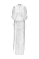 Light pink ZERA mini dress by JOSÉPHINE featuring a fitted silhouette and stylish short sleeves, displayed on a mannequin.