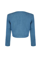 Señorita Juana blazer in blue, back view showing tailored fit and stylish design, perfect for professional or casual wear.