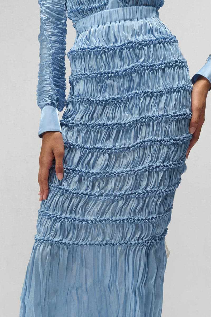 JULIA BLUE SHIBORI SLIT MIDI SKIRT - CULT MIA