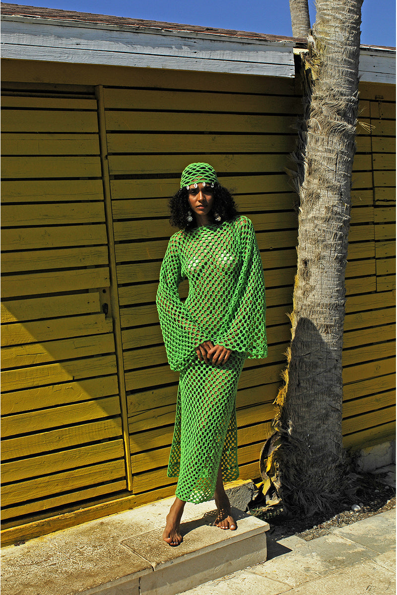 Jessica K June Green Cover Up Dress, lightweight and stylish, featuring a flowy design perfect for beach or poolside wear.