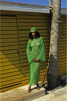 Jessica K June Green Cover Up Dress, lightweight and stylish, featuring a flowy design perfect for beach or poolside wear.