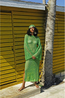 Jessica K June Dress Cover Up in vibrant green, featuring lightweight fabric and relaxed fit, perfect for beach or poolside wear.