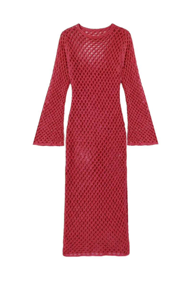 Jessica K June Dress in red, a stylish cover-up with a flowing design, perfect for beach or poolside wear.