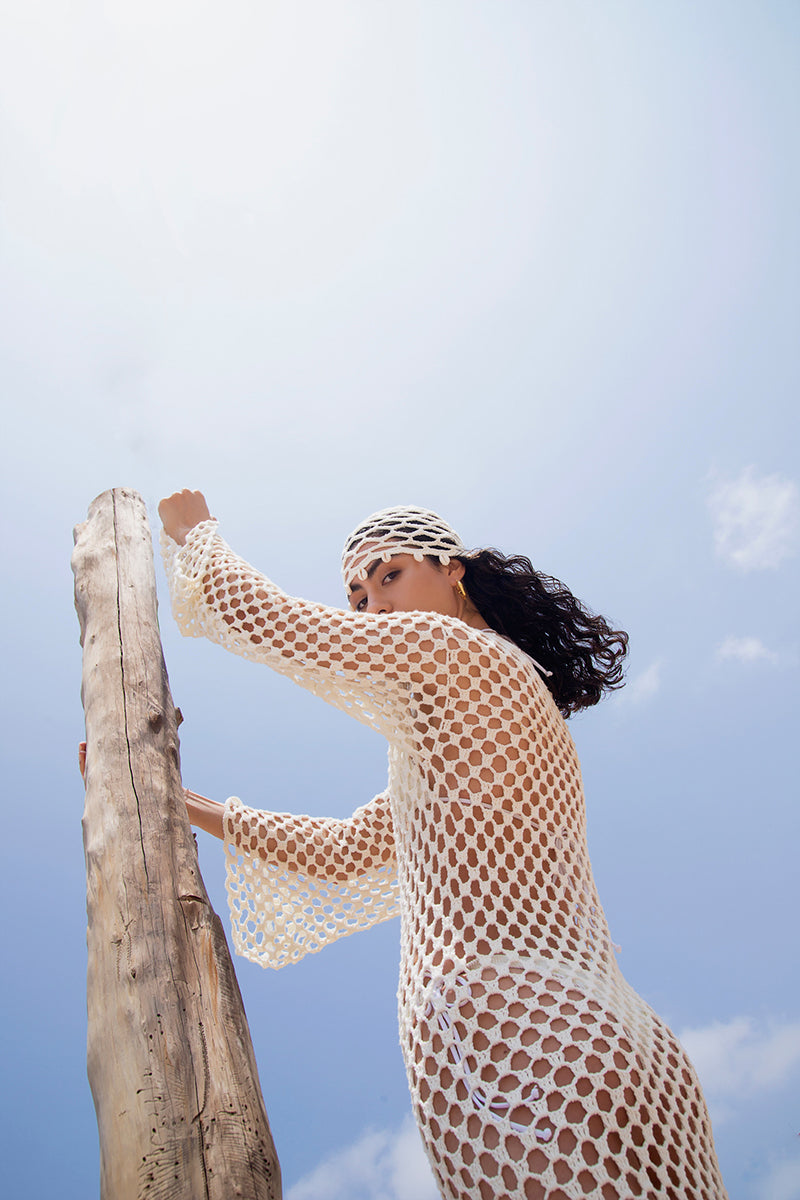 Jessica K June dress cover-up in white, lightweight and stylish, perfect for beach or poolside wear.