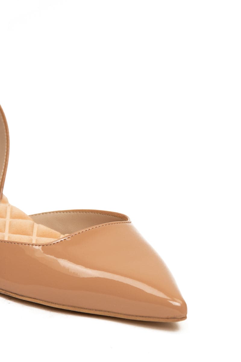 JACKIE NUDE PATENT-EFFECT SLINGBACK FLATS - CULT MIA