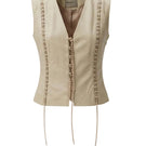 Double A jade leather vest in butter yellow, featuring a sleek design with a fitted silhouette and smooth texture.