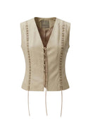 Double A jade leather vest in butter yellow, featuring a sleek design with a fitted silhouette and smooth texture.
