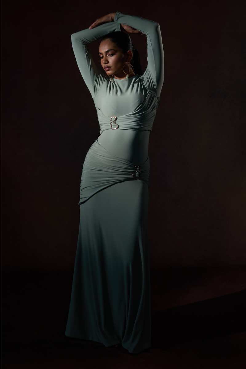 Celestine & Mae JADE MAXI DRESS IN SMOKE GREEN | Cult Mia Celestine & Mae JADE MAXI DRESS IN SMOKE GREEN | Cult Mia
