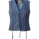 Blue jade suede vest by Double A, featuring a soft, textured suede fabric and a stylish, sleeveless design.