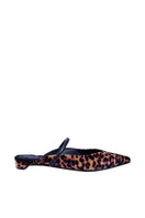 A pair of AERA Jane Leopard velvet flats featuring a leopard print pattern and pointed toe design.