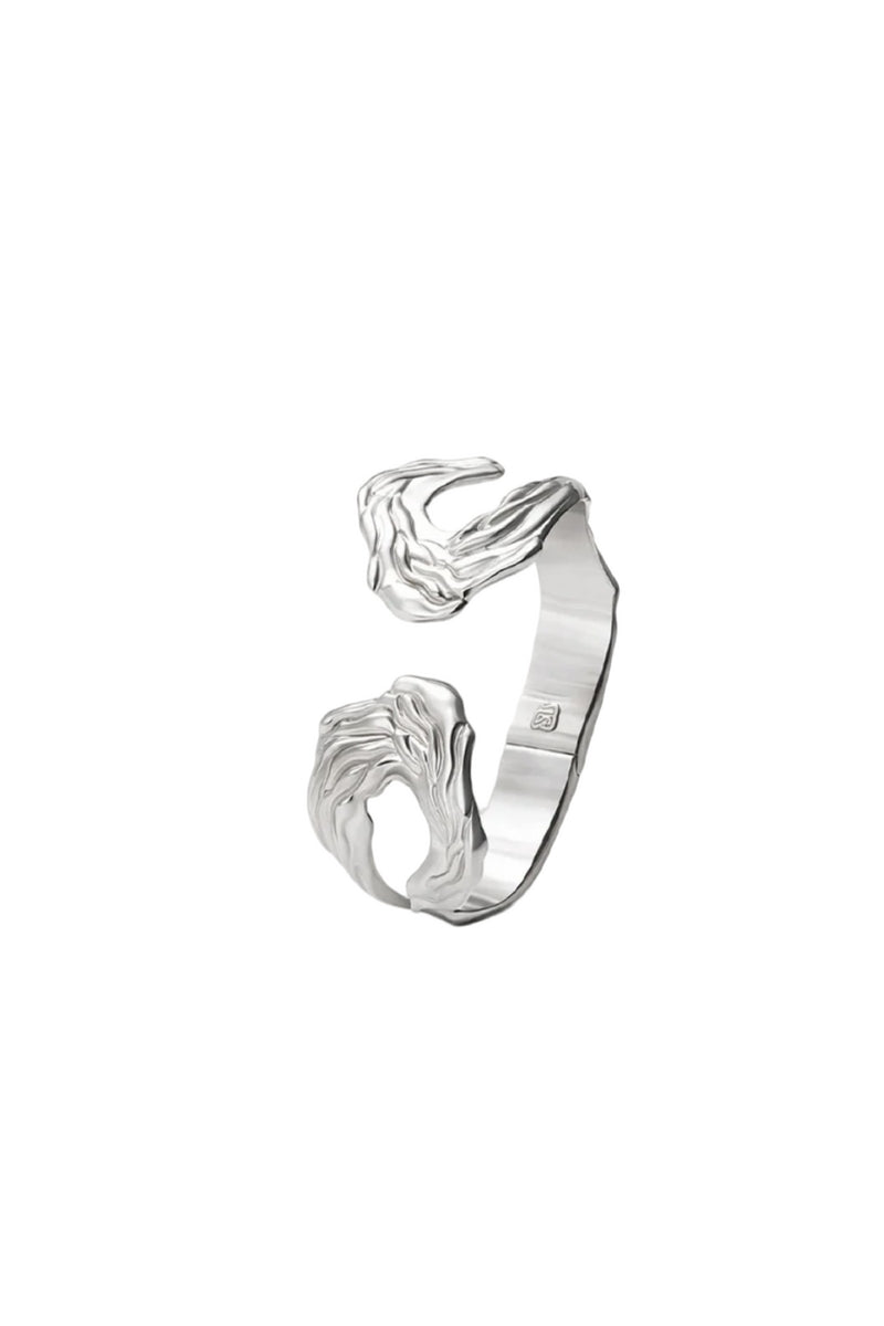 Jude Benhalim Janus cuff bracelet in rhodium finish with sleek, modern design and smooth metallic surface.