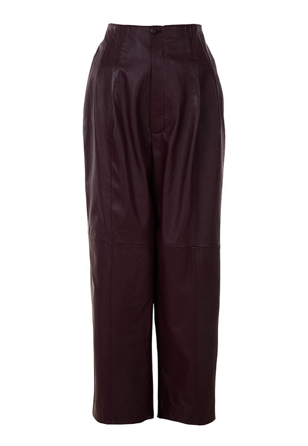JAPANESE LEATHER PANTS IN WINE RED - CULT MIA