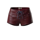 Double A Jason leather shorts in burgundy, showcasing a stylish pair of men's shorts with a smooth leather finish.