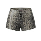 Double A Jason leather shorts in snakeprint with a fitted waistband and stylish design, perfect for casual and trendy outfits.